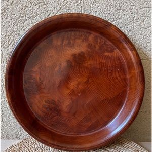 Hand Crafted solid wood round serving tray 11.5” Beautiful coloring